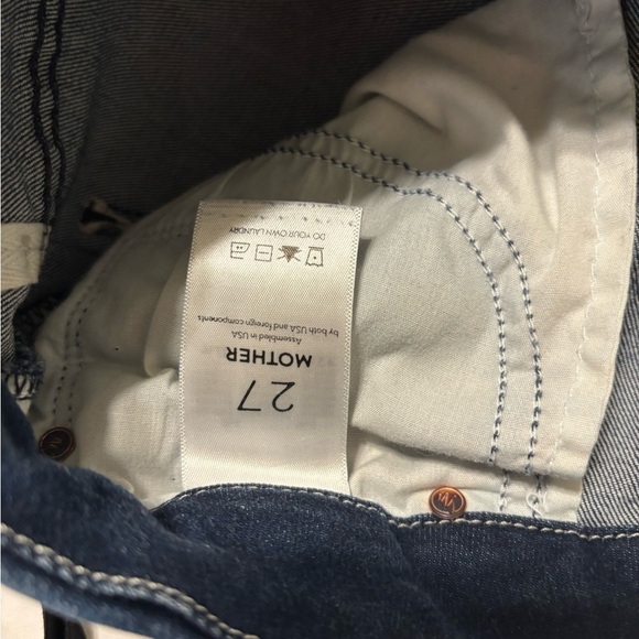Mother, high waisted, looker ankle fray, Dark Blue Women's Jeans size 27 - Picture 5 of 11